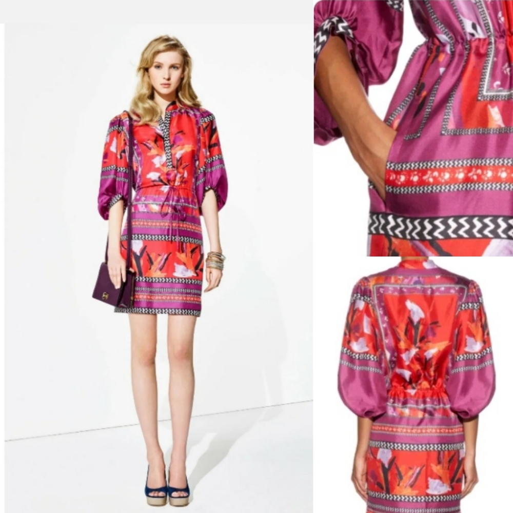 Diane Von Furstenberg multi color floral print silk dress size 8    TA